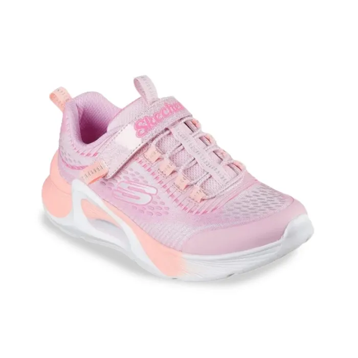 Tênis infantil Skechers Tide Tech rosa claro vista frontal para ajuste perfeito